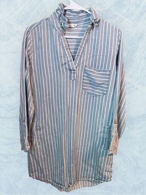 🌺Blu Pepper Blue & White Striped Mini Dress-Side Pockets